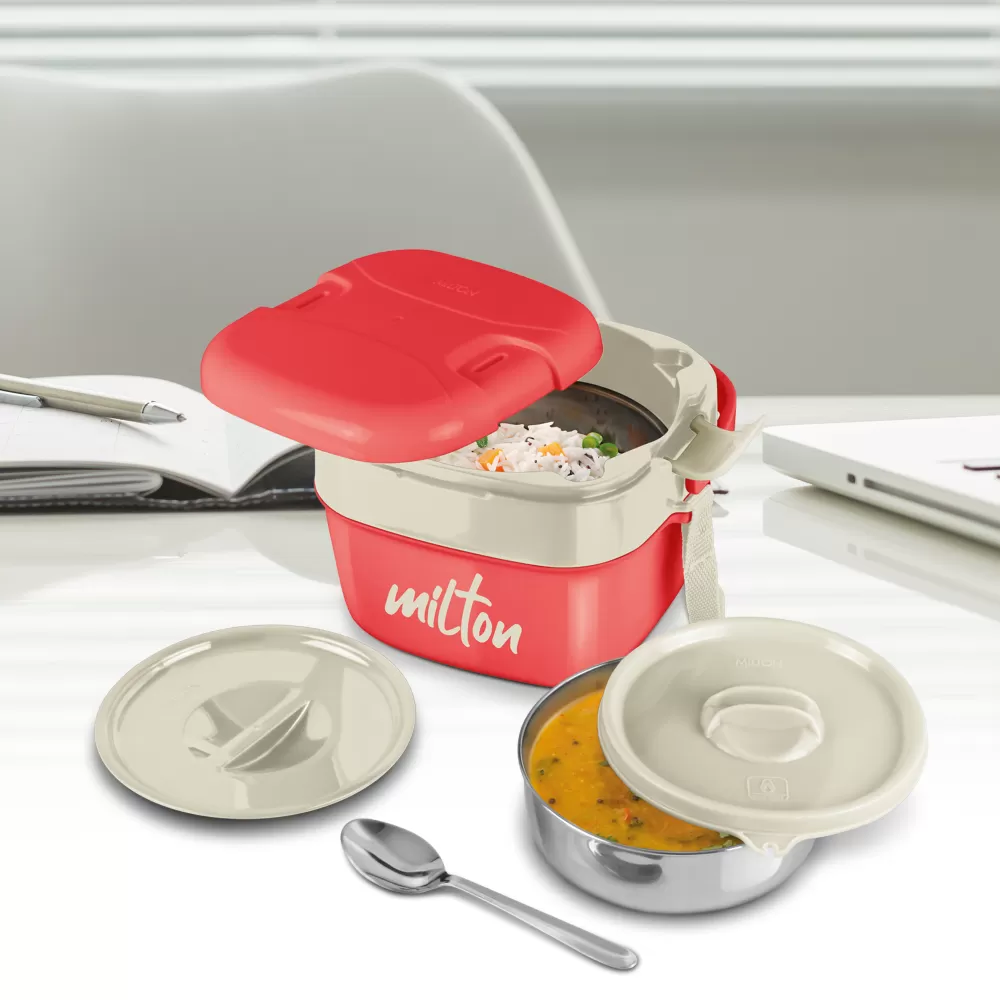 Milton Cubic Small Inner Stainless Steel Lunch Box 800 ml Red