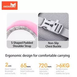 Nohoo Spine Protection Horizontal School Backpack for 0-5 Grade Primary Students-Rabbit Pink