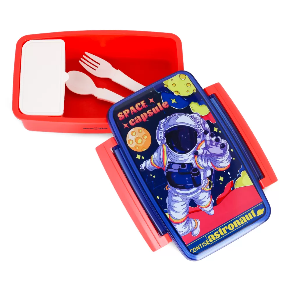 Nova Kids Bento Lunch Box with Spoon &amp; Fork - Astronaut Blue