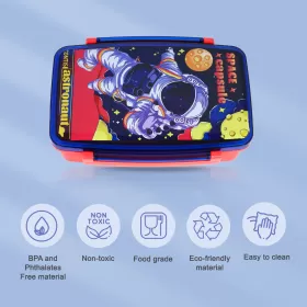 Nova Kids Bento Lunch Box with Spoon & Fork - Astronaut Blue