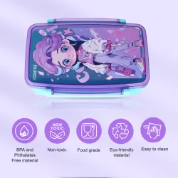 Nova Kids Bento Lunch Box with Spoon & Fork - Cute Girl Pink