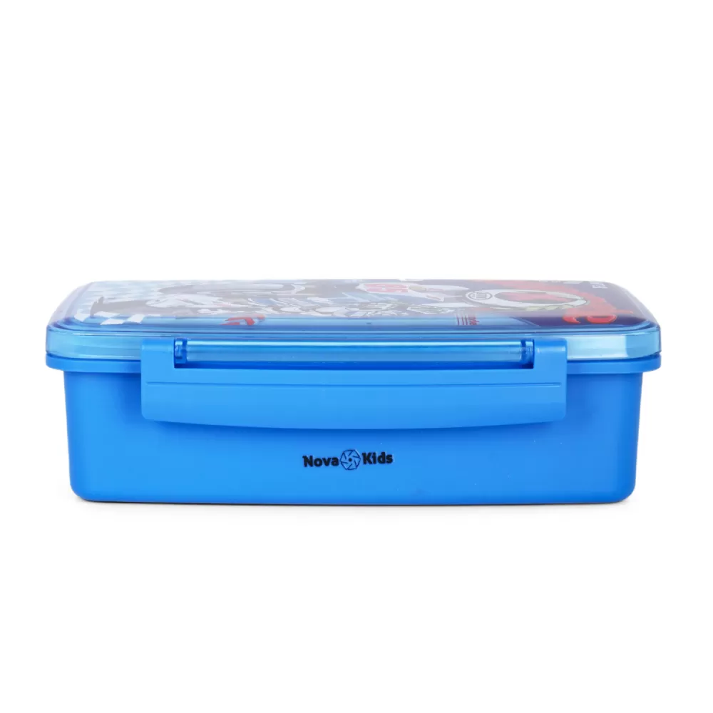 Nova Kids Bento Lunch Box with Spoon &amp; Fork - Motorbike Blue