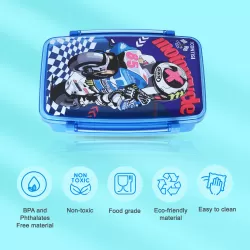 Nova Kids Bento Lunch Box with Spoon & Fork - Motorbike Blue