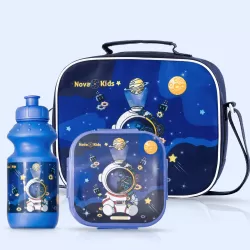 Nova Kids Lunch Box and Water Bottle With Lunch Bag - Space Blue