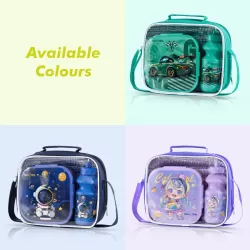 Nova Kids Lunch Box and Water Bottle With Lunch Bag - Space Blue