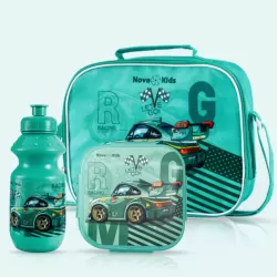 Nova Kids Lunch Box and Water Bottle With Lunch Bag - Racing Green