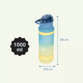 Nova Kids Water Bottle 1000ml with Straw- Blue