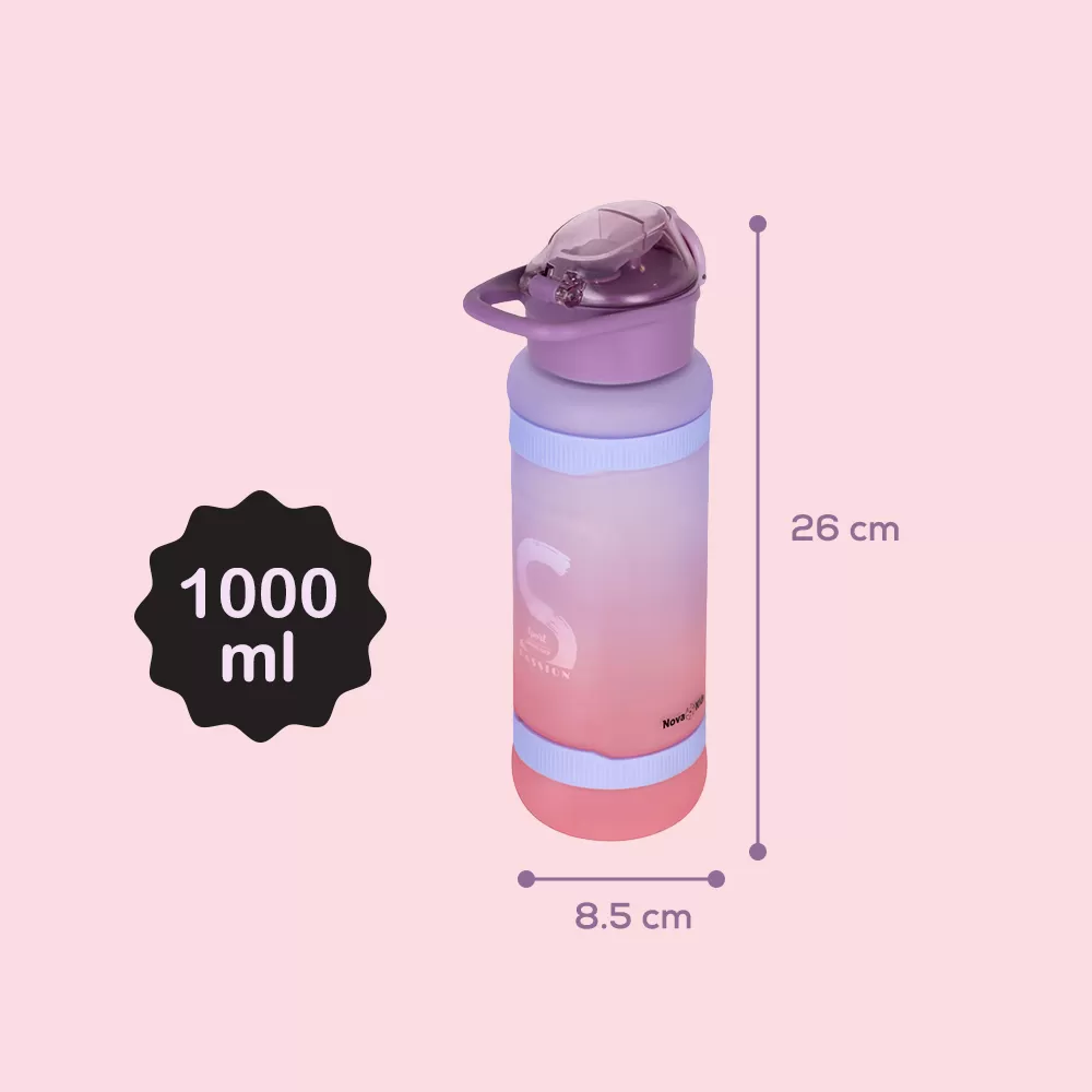 Nova Kids Water Bottle 1000ml with Straw- Purple