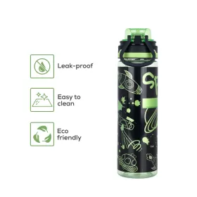 Nova Kids Water Bottle 700ml with Straw- Black