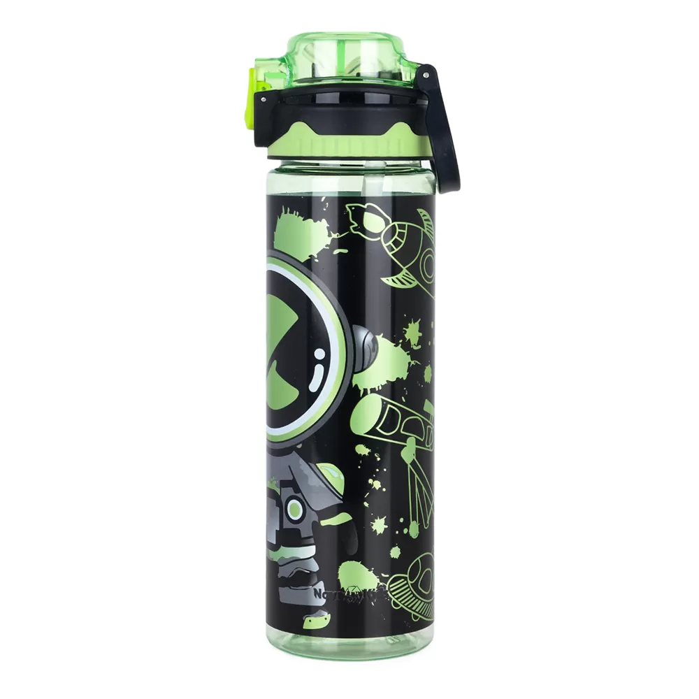 Nova Kids Water Bottle 700ml with Straw- Black