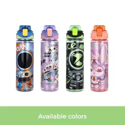 Nova Kids Water Bottle 700ml with Straw- Black