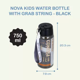 Nova Kids Water Bottle 750ml with Grab String - Black