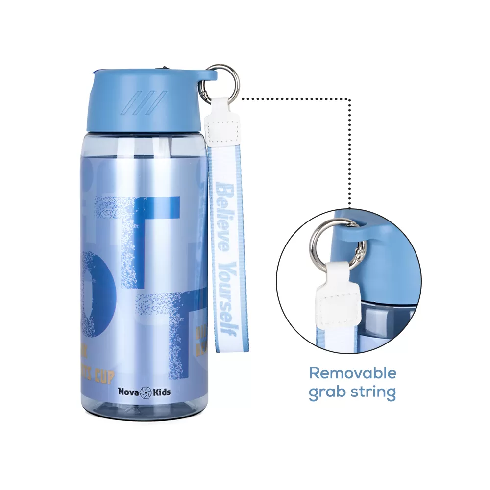 Nova Kids Water Bottle 750ml with Grab String - Blue