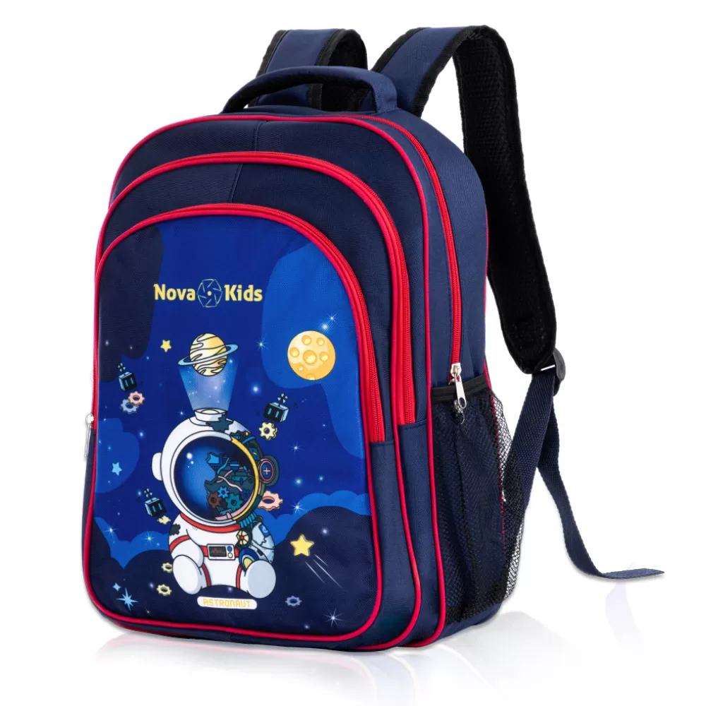 Nova Kids 16 Inch School Bag with Lunch Bag, Pencil Pouch, Lunch Box and Water Bottle - Astronaut - Blue