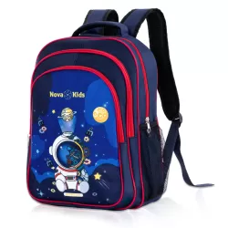 Nova Kids 16 Inch School Bag with Lunch Bag, Pencil Pouch, Lunch Box and Water Bottle - Astronaut - Blue