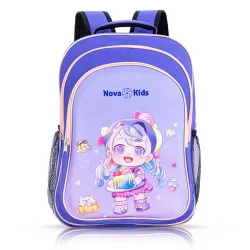 Nova Kids 16 Inch School Bag with Lunch Bag, Pencil Pouch, Lunch Box and Water Bottle - Birthday - Purple