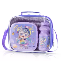 Nova Kids 16 Inch School Bag with Lunch Bag, Pencil Pouch, Lunch Box and Water Bottle - Birthday - Purple