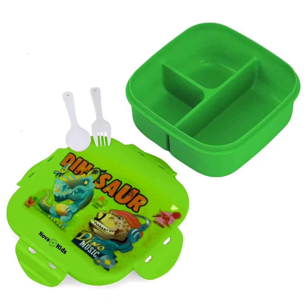 Nova Kids Square 1000ml Bento Lunch Box - Dino Green