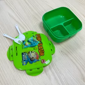 Nova Kids Square 1000ml Bento Lunch Box - Dino Green