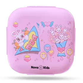 Nova Kids Square 1000ml Bento Lunch Box - Love Pink