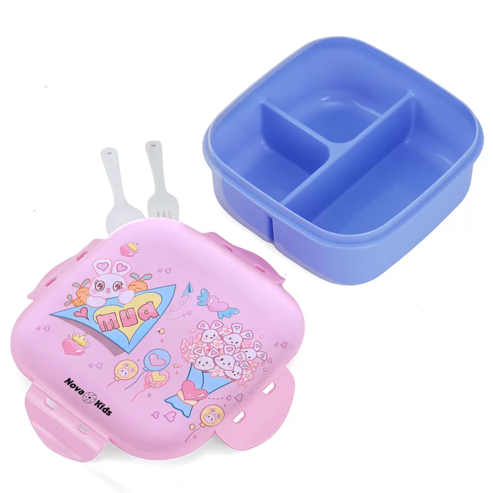 Nova Kids Square 1000ml Bento Lunch Box - Love Pink