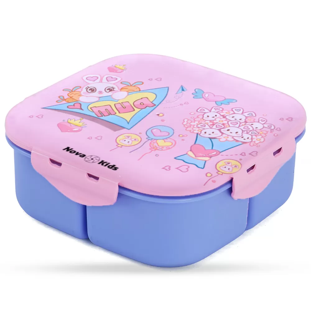 Nova Kids Square 1000ml Bento Lunch Box - Love Pink