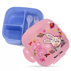 Nova Kids Square 1000ml Bento Lunch Box - Rabbit Pink