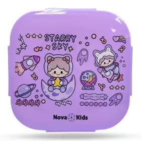 Nova Kids Square 1000ml Bento Lunch Box - Star and Sky Purple