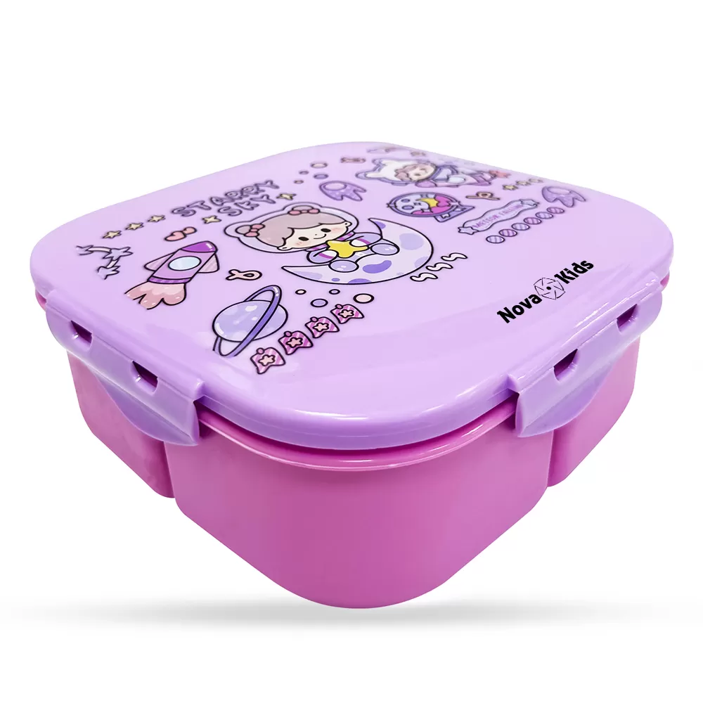 Nova Kids Square 1000ml Bento Lunch Box - Star and Sky Purple