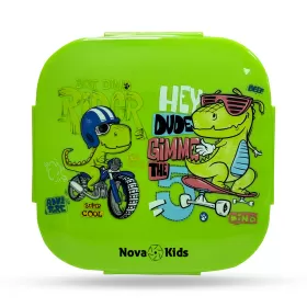 Nova Kids Square 1000ml Bento Lunch Box - T - Rex Green