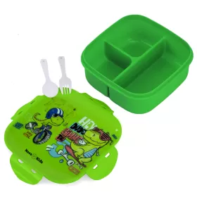 Nova Kids Square 1000ml Bento Lunch Box - T - Rex Green