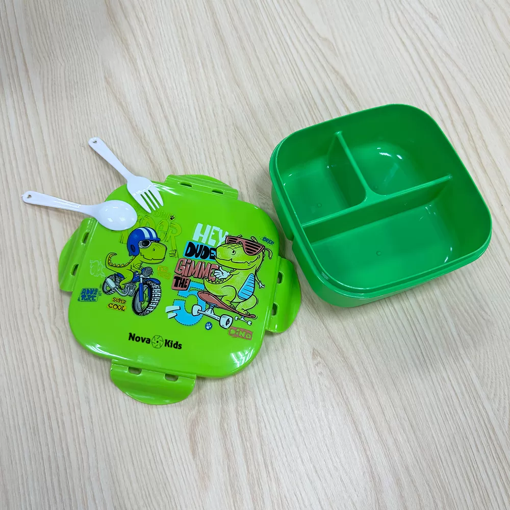 Nova Kids Square 1000ml Bento Lunch Box - T - Rex Green