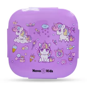 Nova Kids Square 1000ml Bento Lunch Box - Unicorn Purple