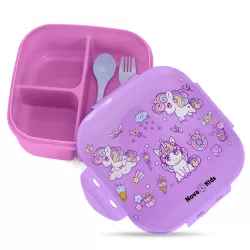 Nova Kids Square 1000ml Bento Lunch Box - Unicorn Purple