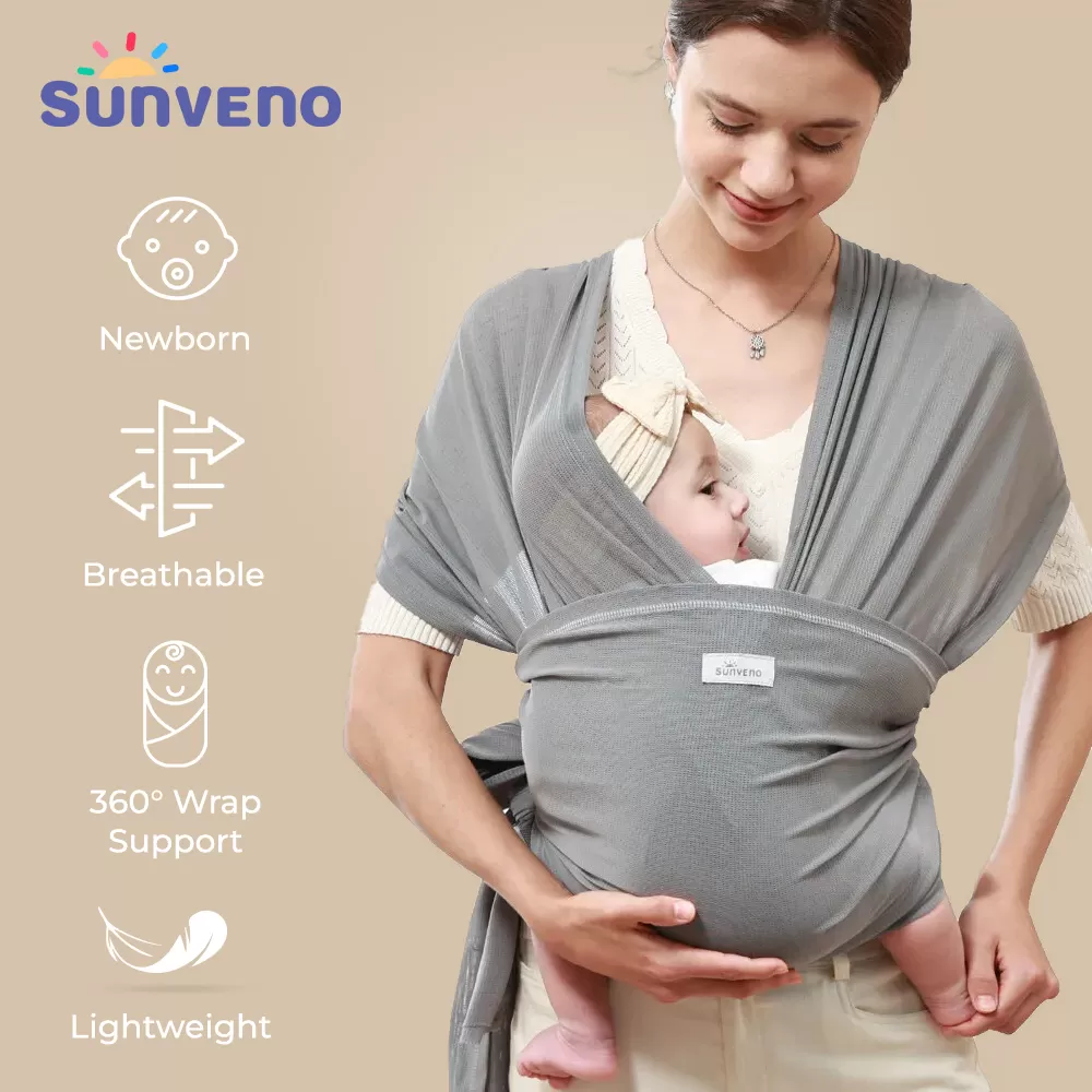 Sunveno Adjustable Baby Carrier Sling Wrap - Grey