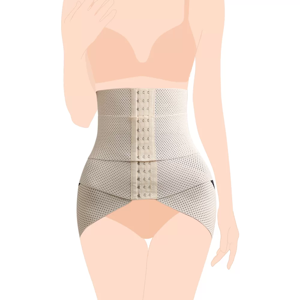 SUNVENO Belly Shaper and Hip Definition Band - Beige, M