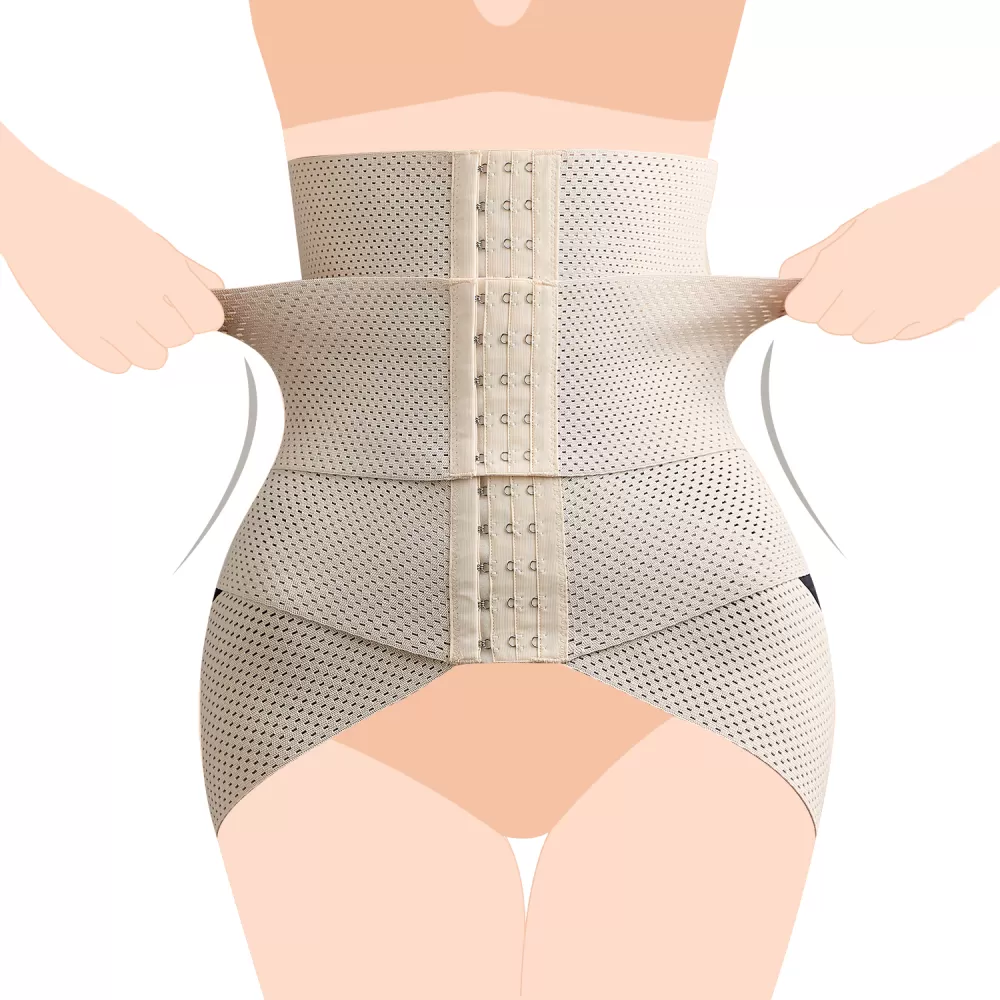 SUNVENO Belly Shaper and Hip Definition Band - Beige, XL