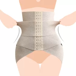 SUNVENO Belly Shaper and Hip Definition Band - Beige, 2XL