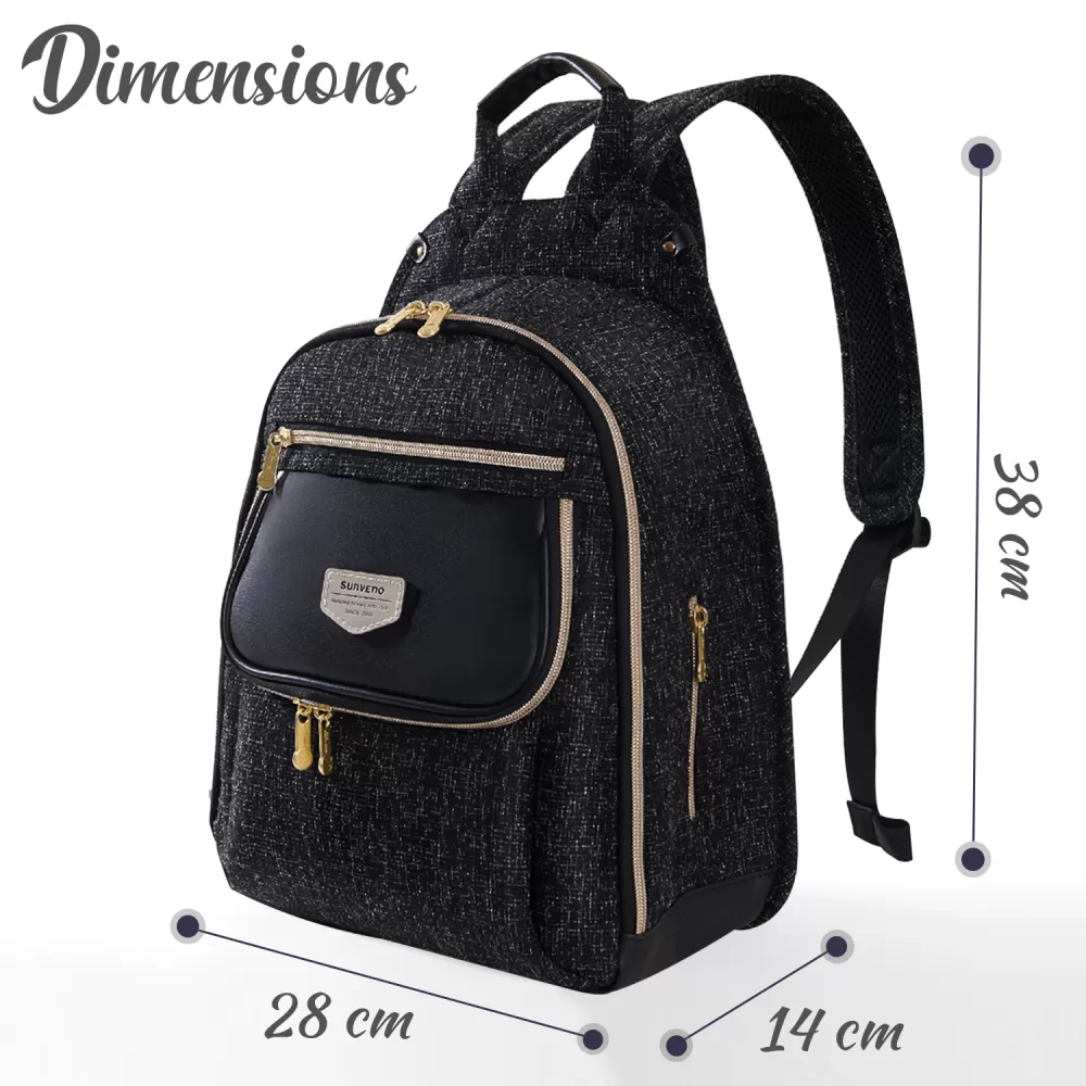 Sunveno Fashion Compact Diaper Backpack - Black