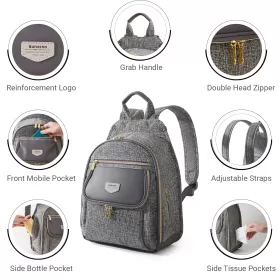 Sunveno Fashion Compact Diaper Backpack - Grey