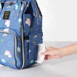 Sunveno Stylish Diaper Travel Backpack XL with Stroller Straps & Changing Pad - Unicorn Blue