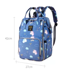 Sunveno Stylish Diaper Travel Backpack XL with Stroller Straps & Changing Pad - Unicorn Blue