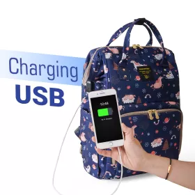 Sunveno Diaper Bag with USB Charging Port and Changing Mat - Blue Dream Sky