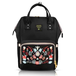 Sunveno Diaper Bags - Black Embroidery