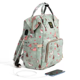 Sunveno Diaper Bag with USB - Green Dream Sky