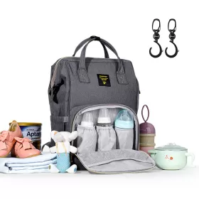 Sunveno Diaper Bag with USB - Grey + Hooks