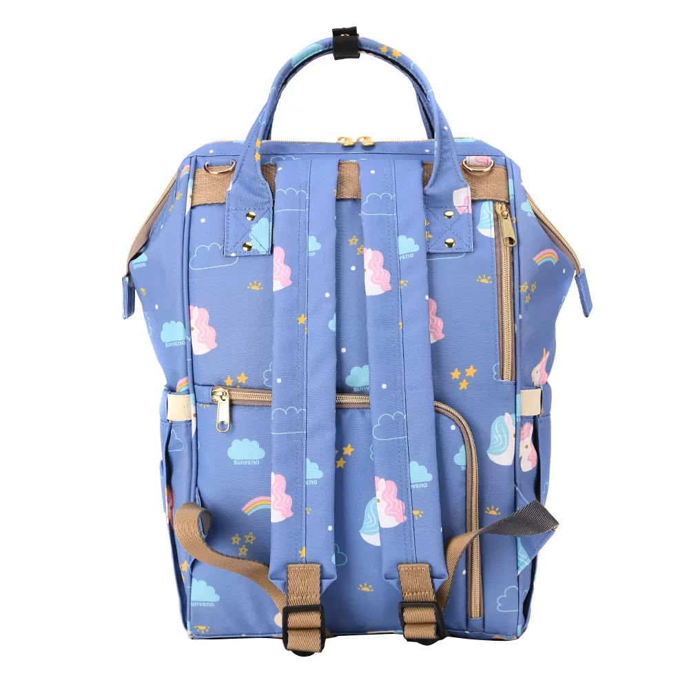 Sunveno Diaper Bag with USB - Unicorn Blue + Hooks