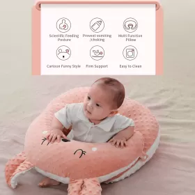 Sunveno Baby Anti-Reflux Feeding Pillow w/C Shapped Seating Pillow-Pink