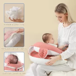 Sunveno Baby Anti-Reflux Feeding Pillow w/C Shapped Seating Pillow-Pink