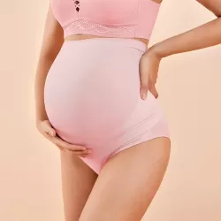 Sunveno High Waist Pregnancy Support Cotton Panties - Pink XXL